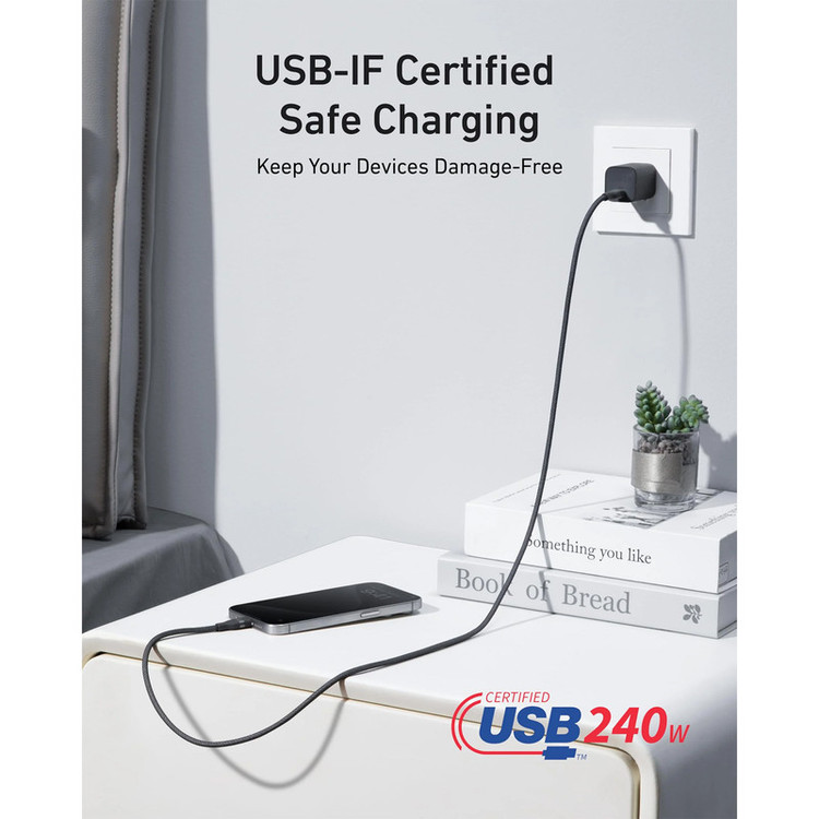 کابل تبدیل USB-C به USB-C انکر مدل A82E2 طول 1.8 متر با توان 240 وات